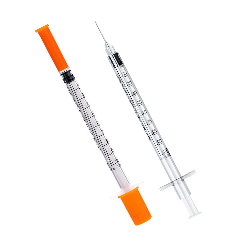 orange pp Material medical disposable insulin syringe